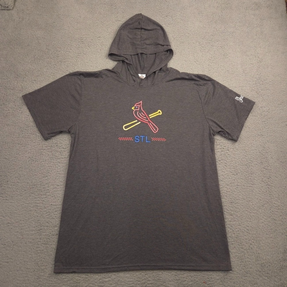 St Louis Cardinals Hoodie T Shirt Men XL Gray Short Sleeve STL Logo Baseball